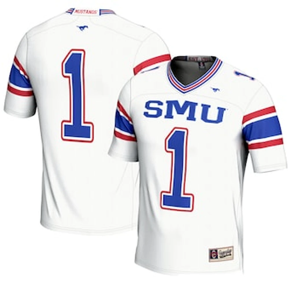 Men's GameDay Greats #1 White SMU Mustangs Endzone Football Jersey