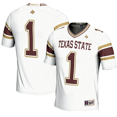 Men's GameDay Greats #1 White Texas State Bobcats Endzone Football Jersey