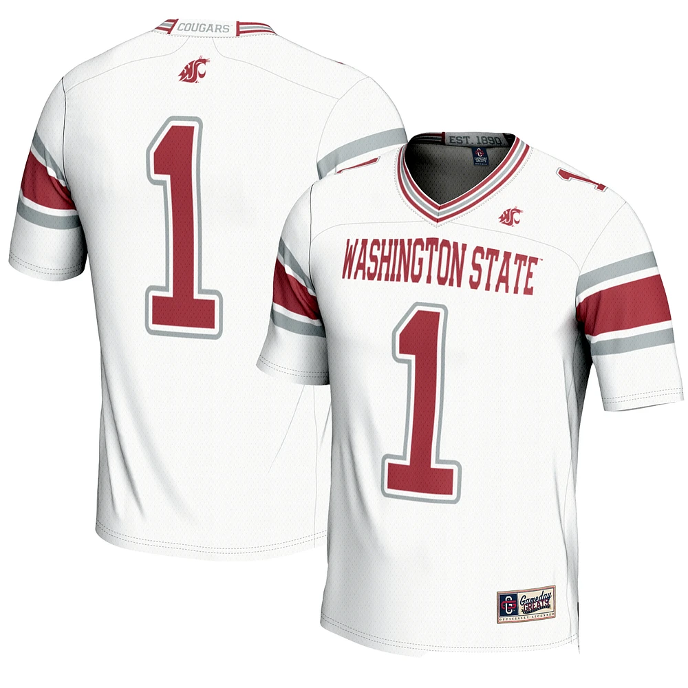 Men's GameDay Greats #1 White Washington State Cougars Endzone Football Jersey