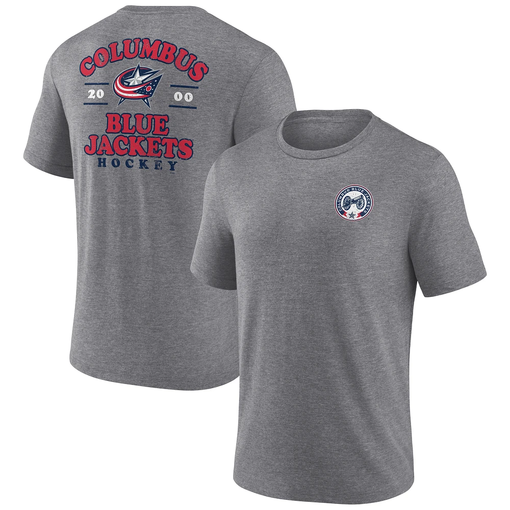 Men's Fanatics Heather Gray Columbus Blue Jackets Winger Tri-Blend T-Shirt