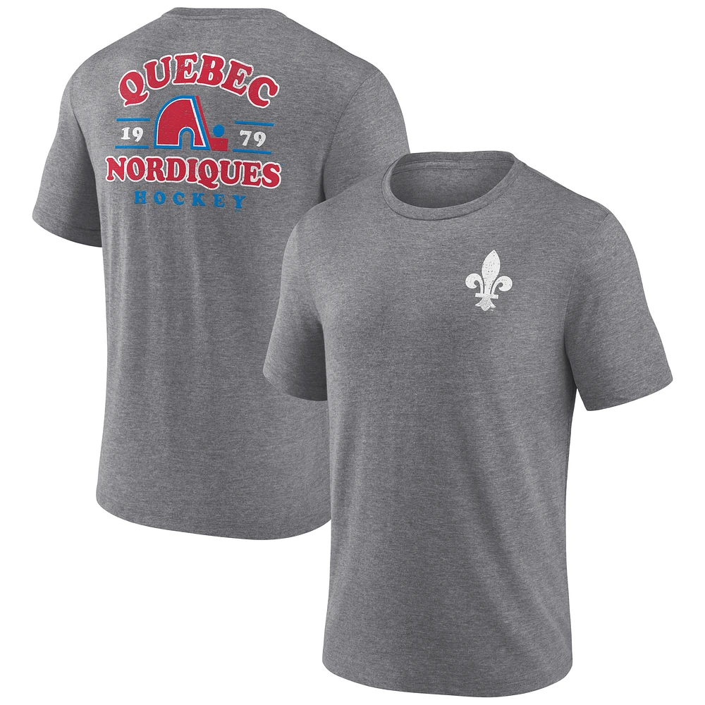Men's Fanatics Heather Gray Quebec Nordiques Vintage Hockey Winger Tri-Blend T-Shirt