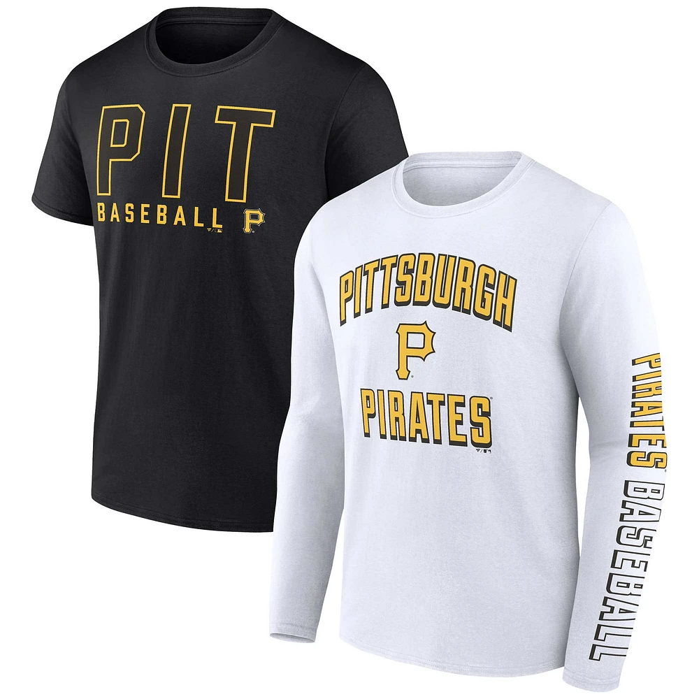 Men's Fanatics Black/White Pittsburgh Pirates Two-Pack Combo T-Shirt Set