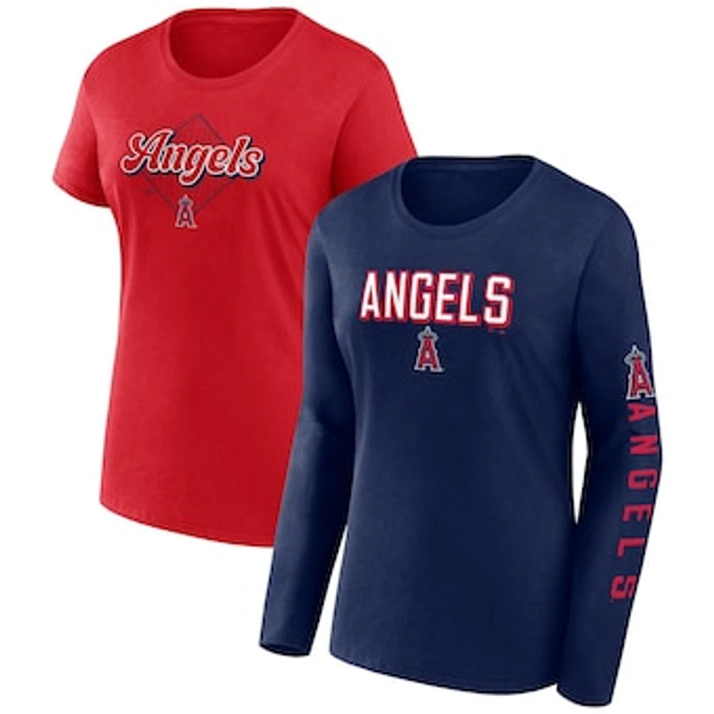Women's Fanatics Navy/Red Los Angeles Angels T-Shirt Combo Pack