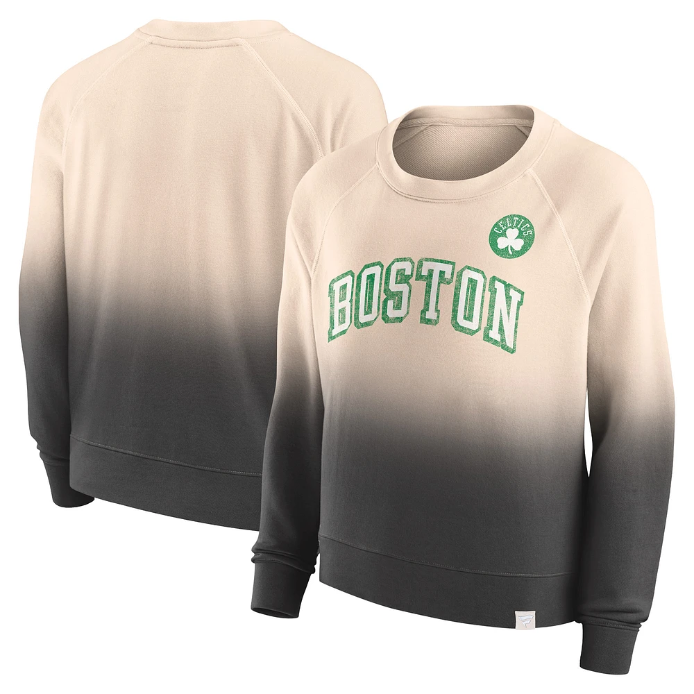 Women's Fanatics Tan/Black Boston Celtics Lounge Arch Raglan Pullover Sweatshirt