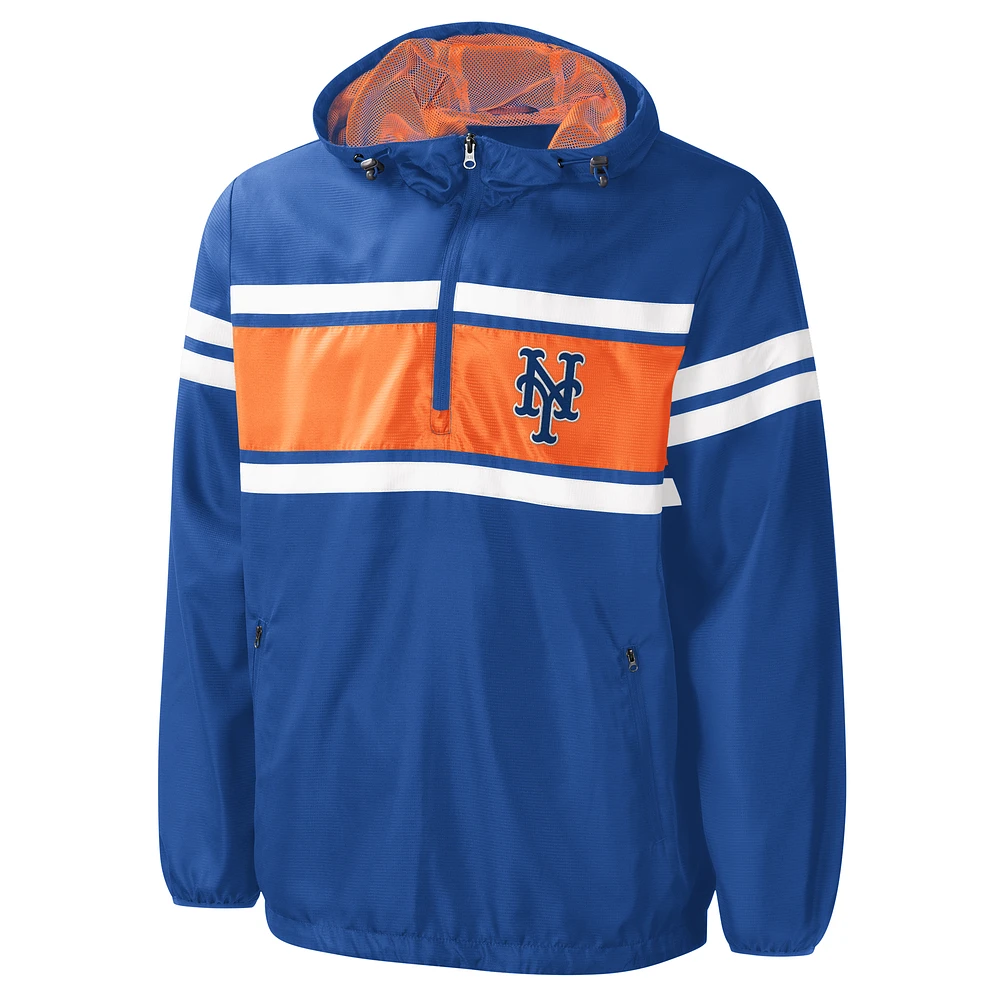 Men's G-III Sports by Carl Banks Royal New York Mets Game Score Quarter-Zip Windbreaker