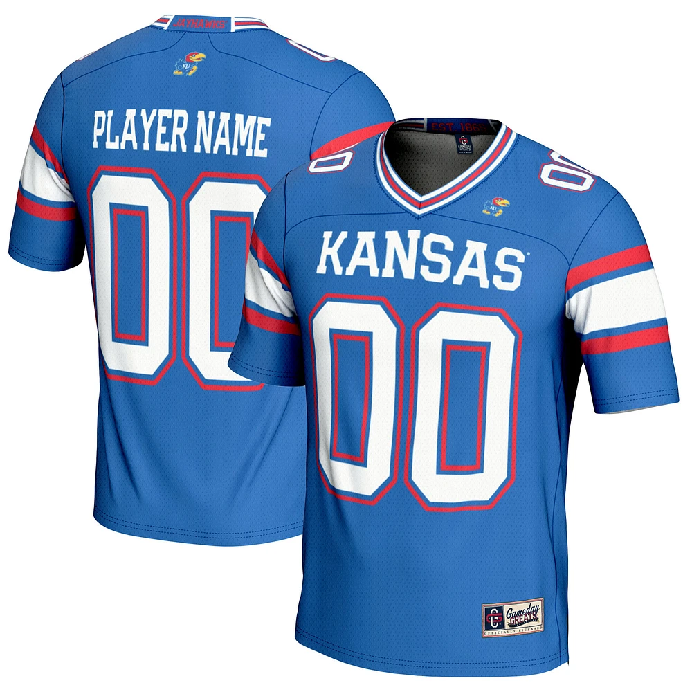 Men's GameDay Greats Royal Kansas Jayhawks NIL Pick-A-Player Football Jersey