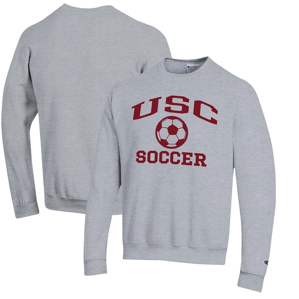 Men's Champion Gray USC Trojans Soccer Icon Powerblend Pullover Sweatshirt
