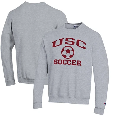 Men's Champion Gray USC Trojans Soccer Icon Powerblend Pullover Sweatshirt