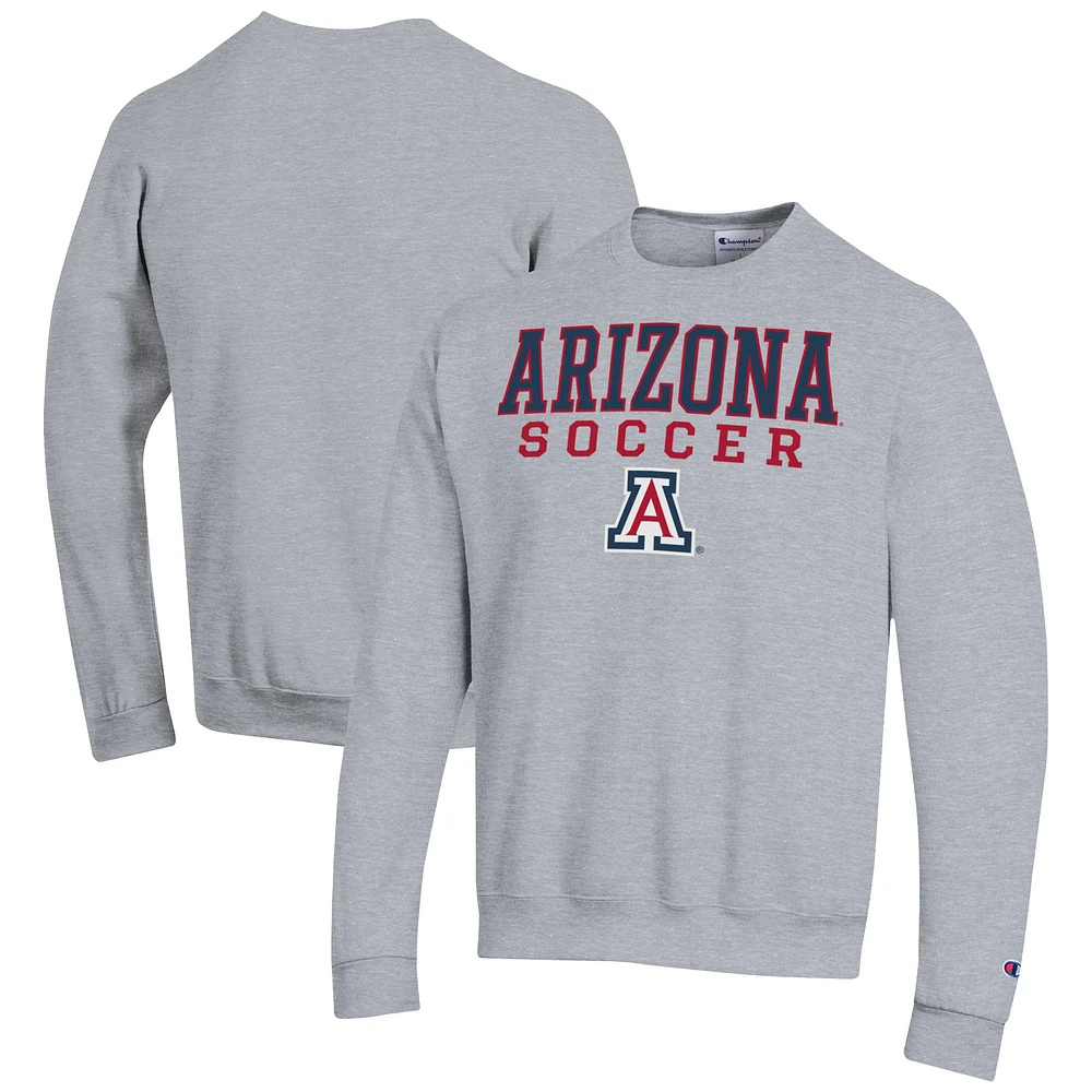 Men's Champion Gray Arizona Wildcats Soccer Stack Logo Powerblend Pullover Sweatshirt