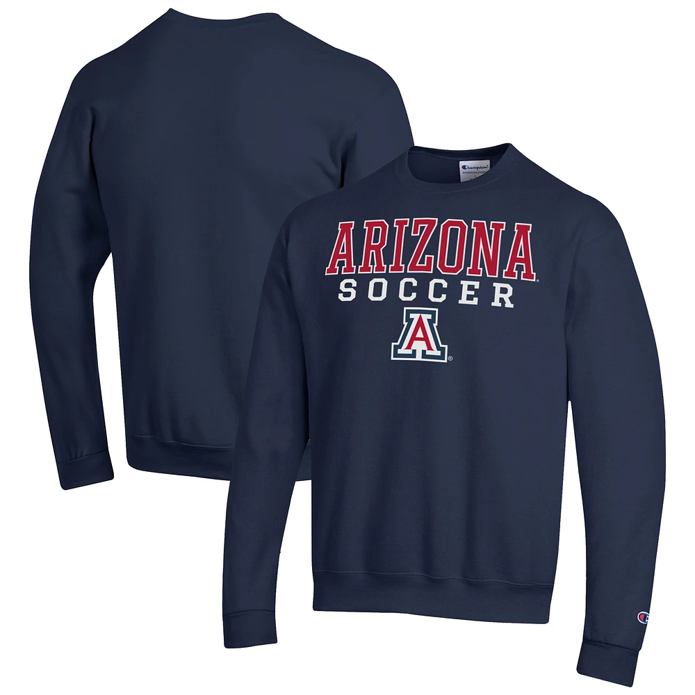 Men's Champion Navy Arizona Wildcats Soccer Stack Logo Powerblend Pullover Sweatshirt