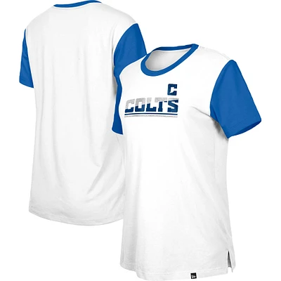 Women's New Era White/Royal Indianapolis Colts Third Down Colorblock T-Shirt