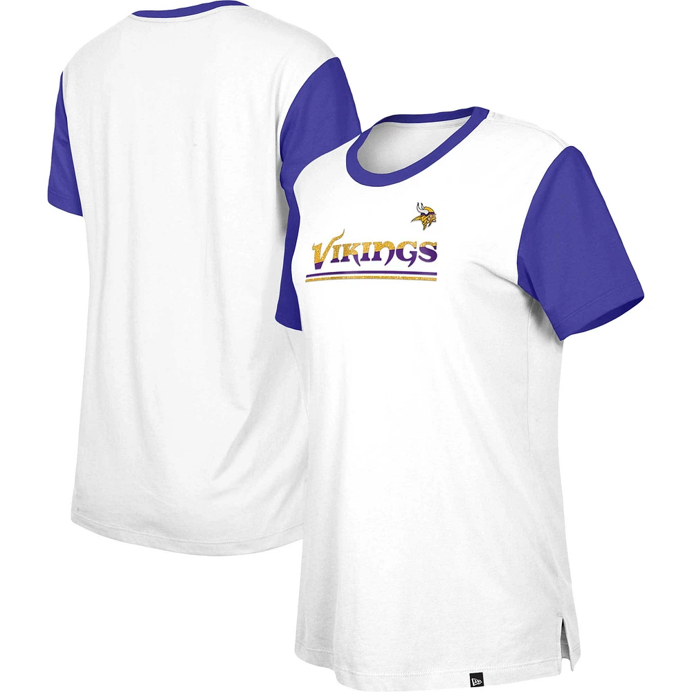 Women's New Era White/Purple Minnesota Vikings Third Down Colorblock T-Shirt