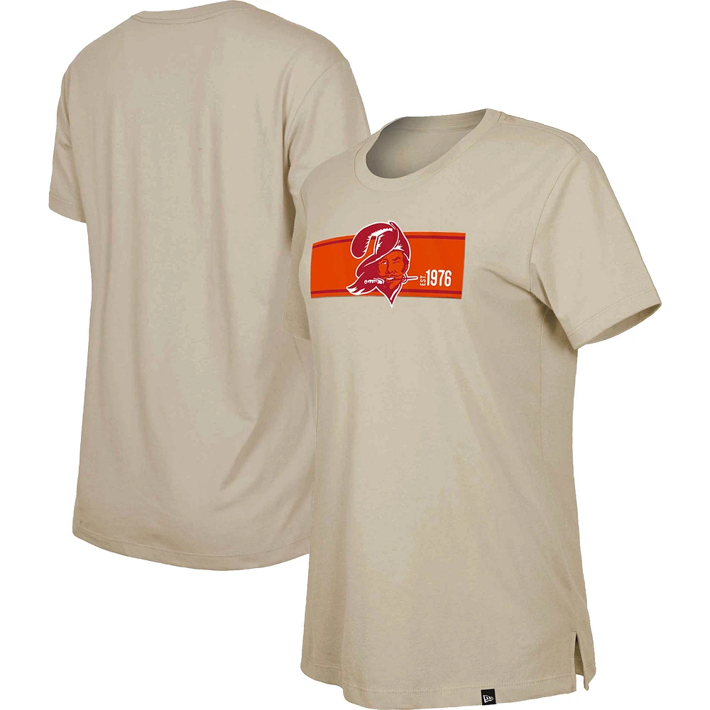 Women's New Era Tan Tampa Bay Buccaneers Third Down Historic T-Shirt