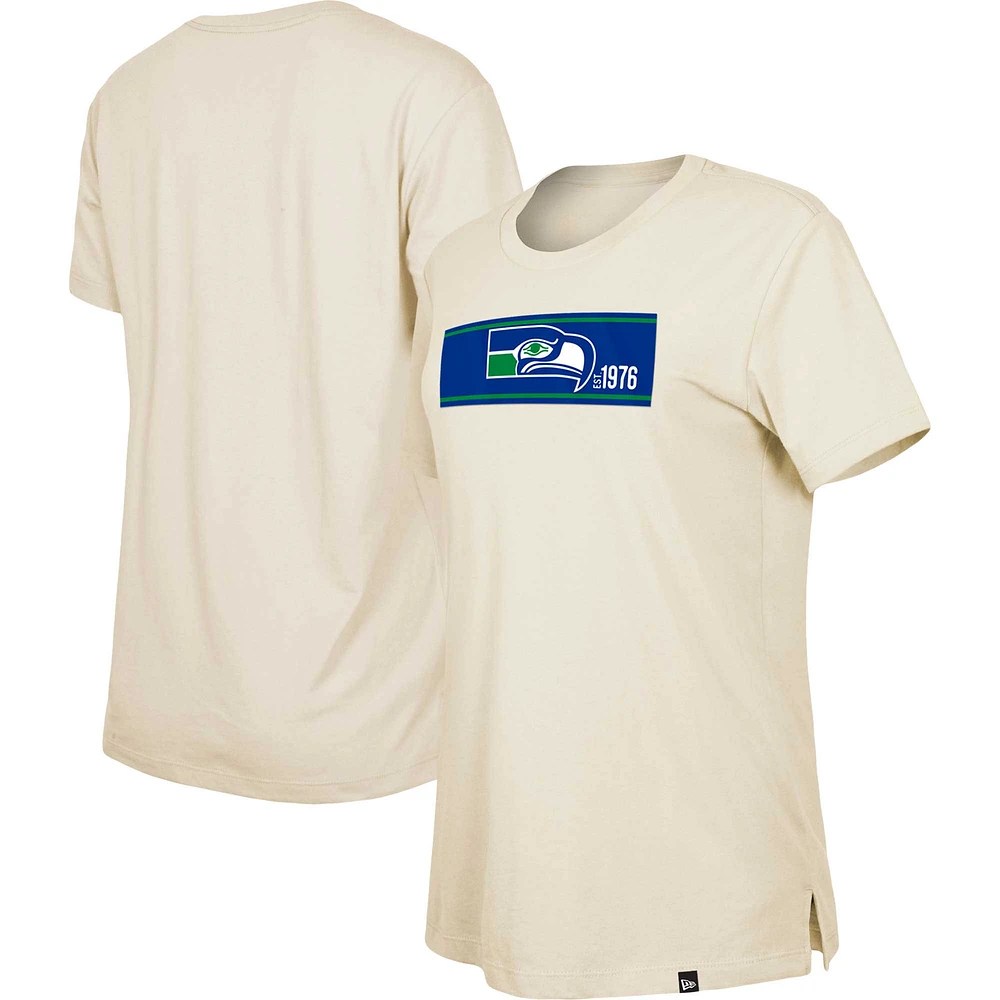 Women's New Era Tan Seattle Seahawks Third Down Historic T-Shirt