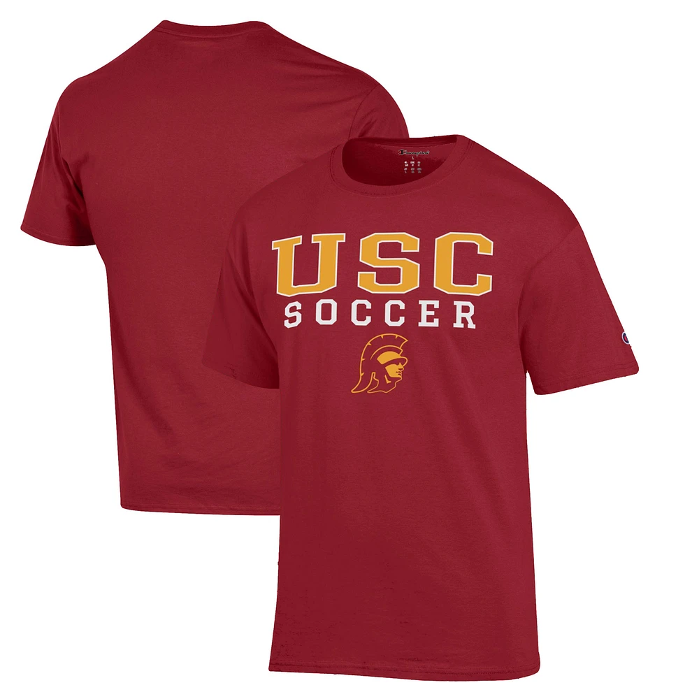 Men's Champion Cardinal USC Trojans Soccer Stack Logo T-Shirt