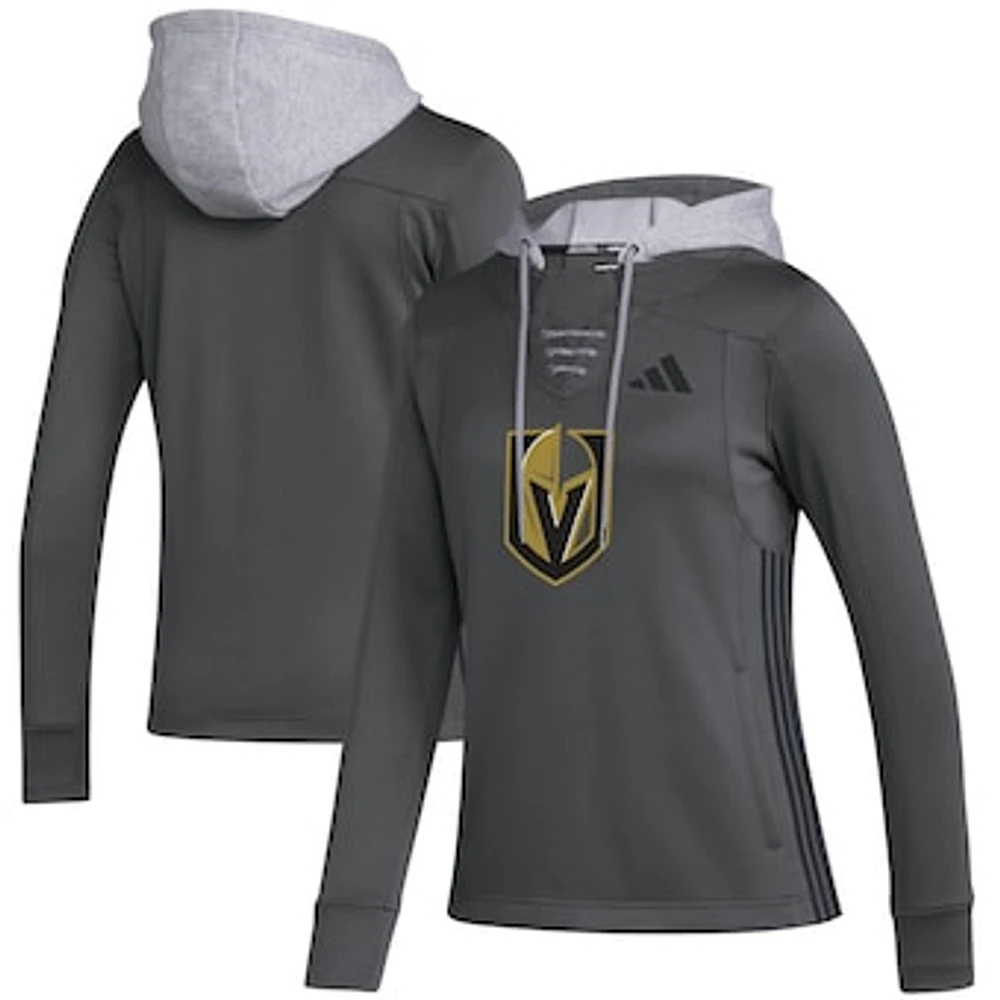 Women's adidas Gray Vegas Golden Knights Refresh Skate Lace AEROREADY Pullover Hoodie