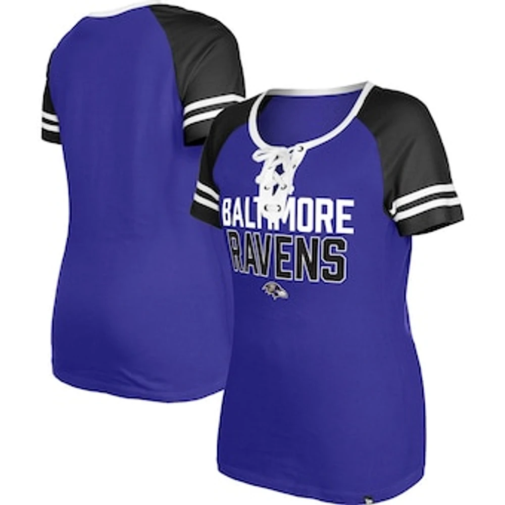 Women's New Era Purple Baltimore Ravens Raglan Lace-Up T-Shirt