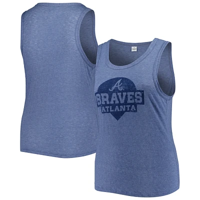 Women's Soft as a Grape Navy Atlanta Braves Plus High Neck Tri-Blend Tank Top