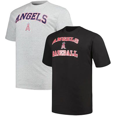 Men's Profile Black/Heather Gray Los Angeles Angels Big & Tall T-Shirt Combo Pack