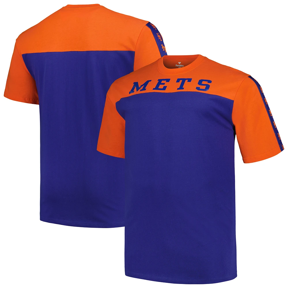 Men's Profile Orange/Royal New York Mets Big & Tall Yoke Knit T-Shirt