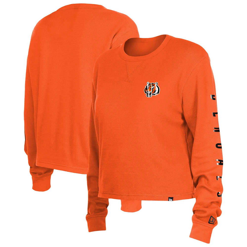 Women's New Era Orange Cincinnati Bengals Sport Night Thermal Long Sleeve T-Shirt