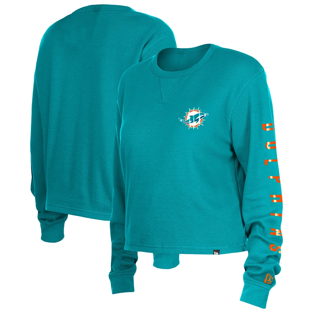Women's New Era Aqua Miami Dolphins Sport Night Thermal Long Sleeve T-Shirt