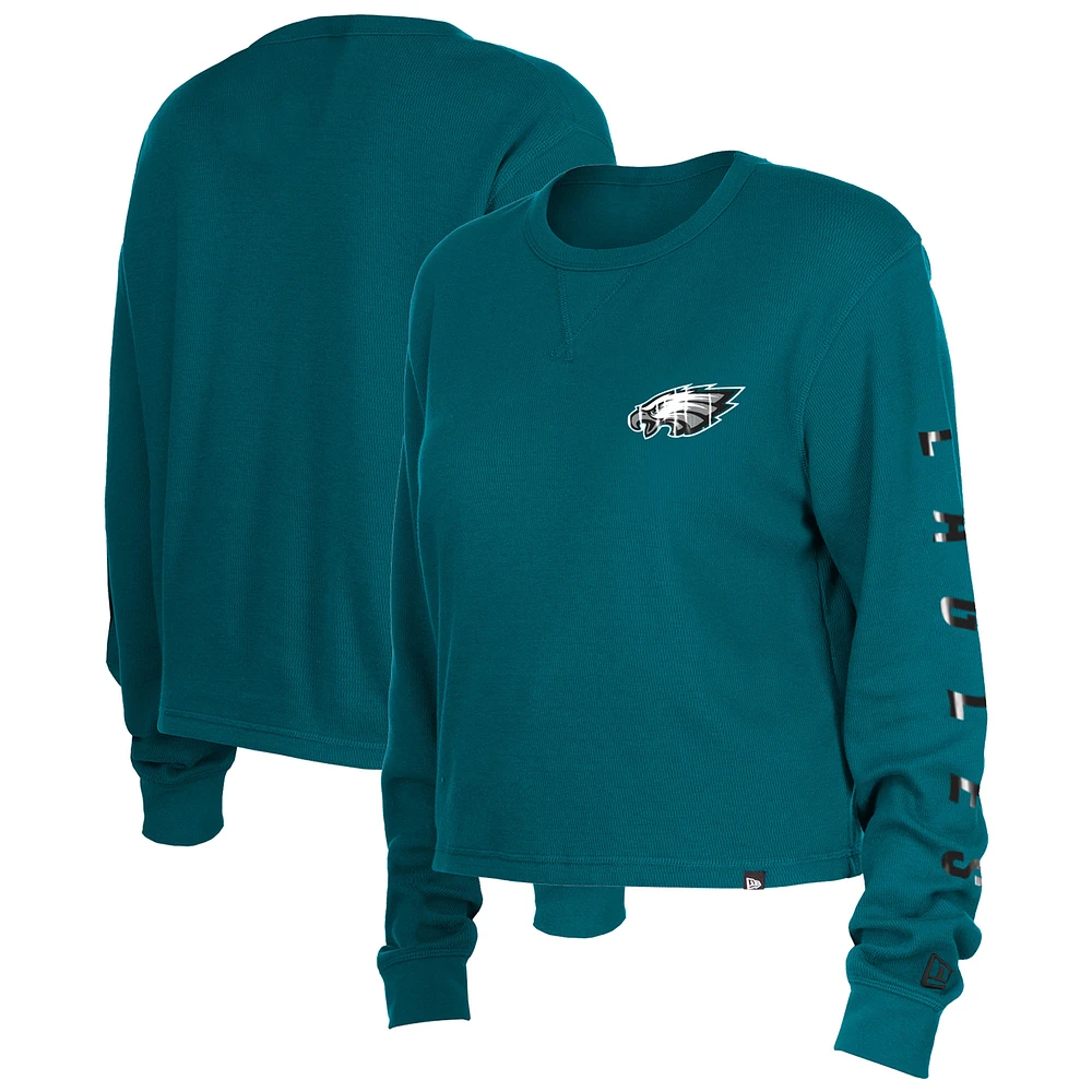 Women's New Era Midnight Green Philadelphia Eagles Sport Night Thermal Long Sleeve T-Shirt