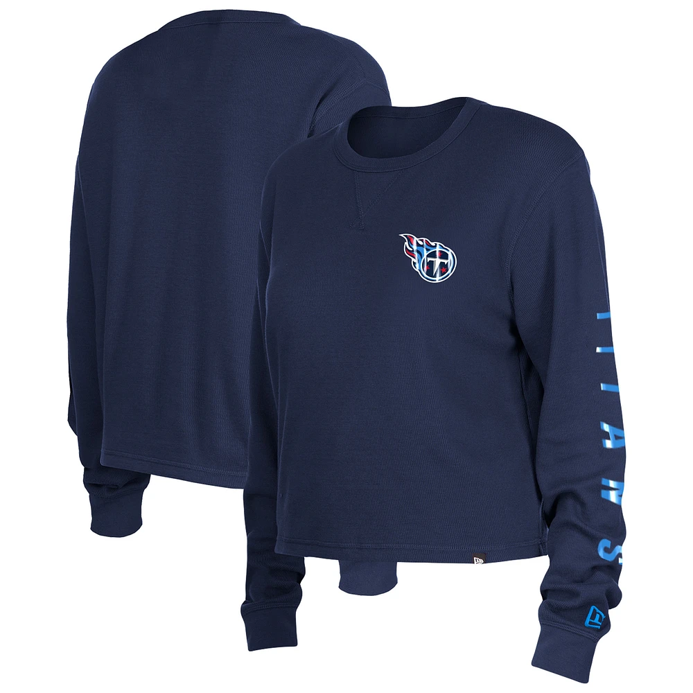 Women's New Era Navy Tennessee Titans Sport Night Thermal Long Sleeve T-Shirt