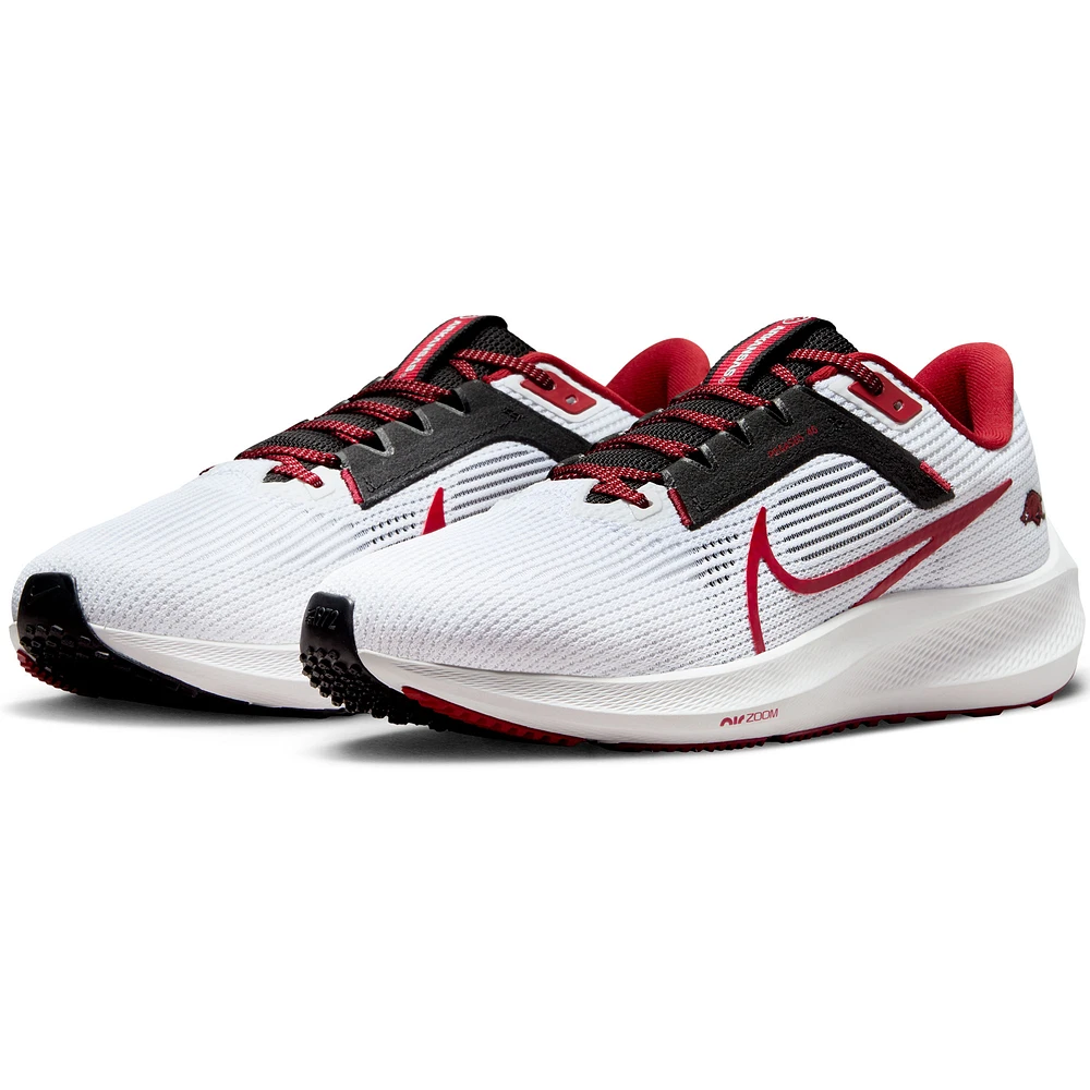 Unisex Nike White Arkansas Razorbacks Zoom Pegasus 40 Running Shoe