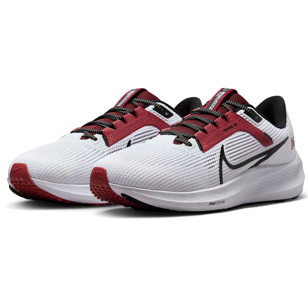 Unisex Nike White Morehouse Maroon Tigers Zoom Pegasus 40 Running Shoe