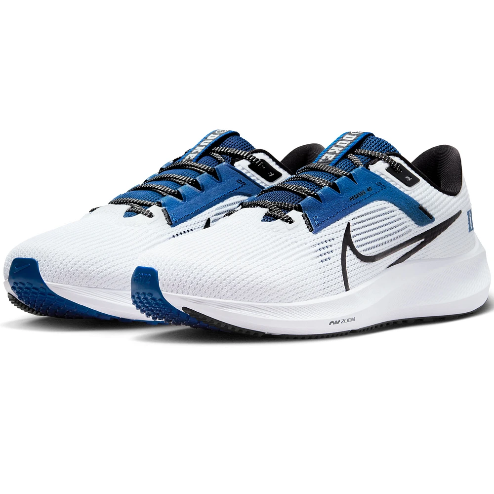 Unisex Nike White Duke Blue Devils Zoom Pegasus 40 Running Shoe