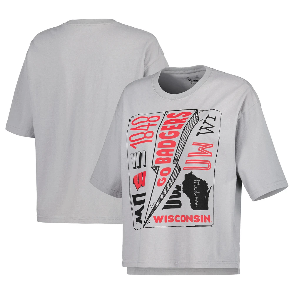 Women's Pressbox Silver Wisconsin Badgers Rock & Roll School of Rock T-Shirt