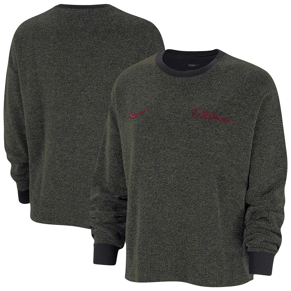 Women's Nike Black Oklahoma Sooners Yoga Script Pullover Sweatshirt
