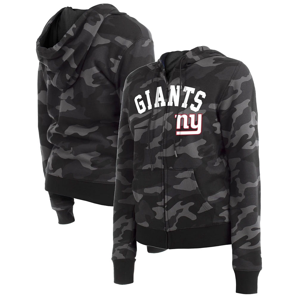 Women's New Era Black York Giants Camo Full-Zip Hoodie