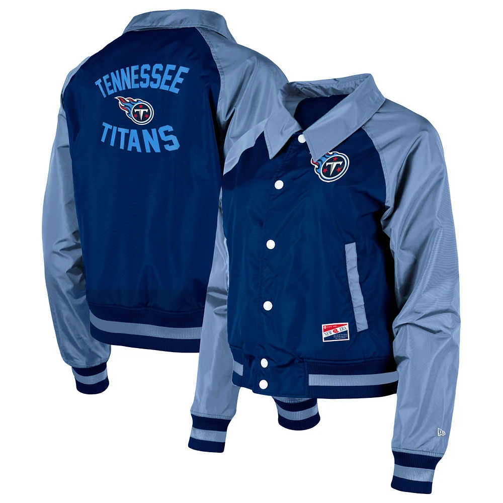 Women's New Era Navy Tennessee Titans Coaches Raglan Full-Snap Jacket