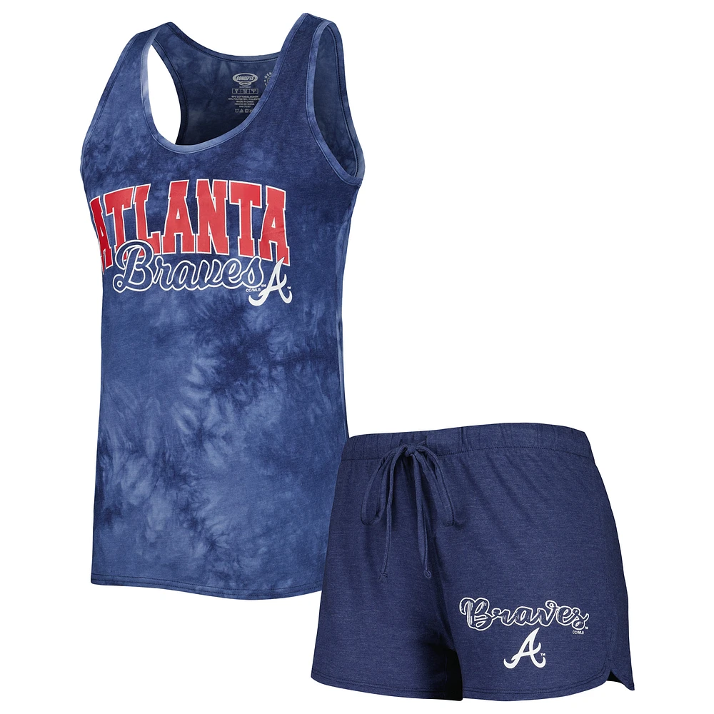 Women's Concepts Sport Navy Atlanta Braves Billboard Racerback Tank & Shorts Sleep Set