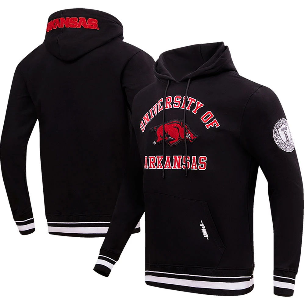 Men's Pro Standard Black Arkansas Razorbacks Classic Stacked Logo Pullover Hoodie