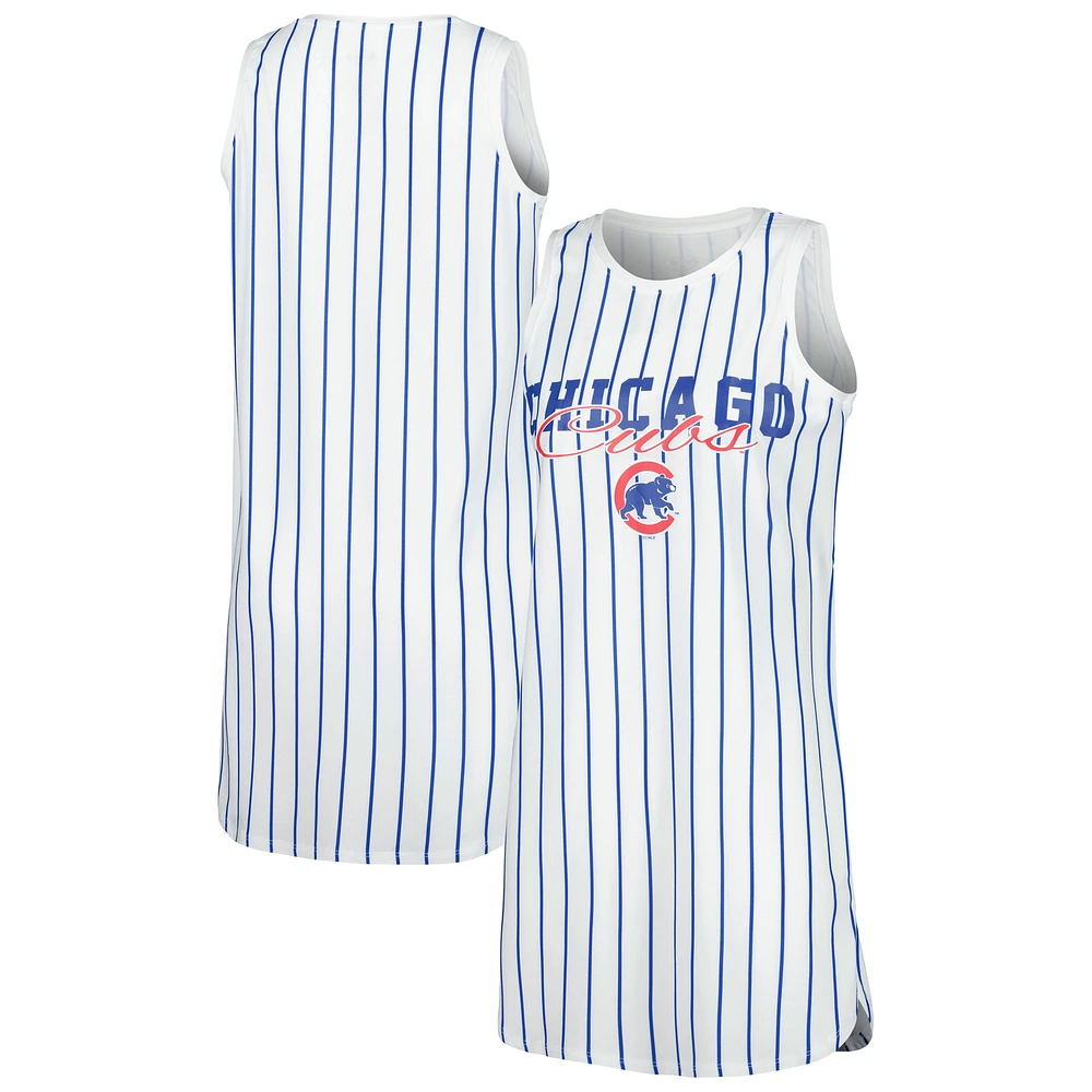 Women's Concepts Sport White Chicago Cubs Reel Pinstripe Knit Sleeveless Nightshirt