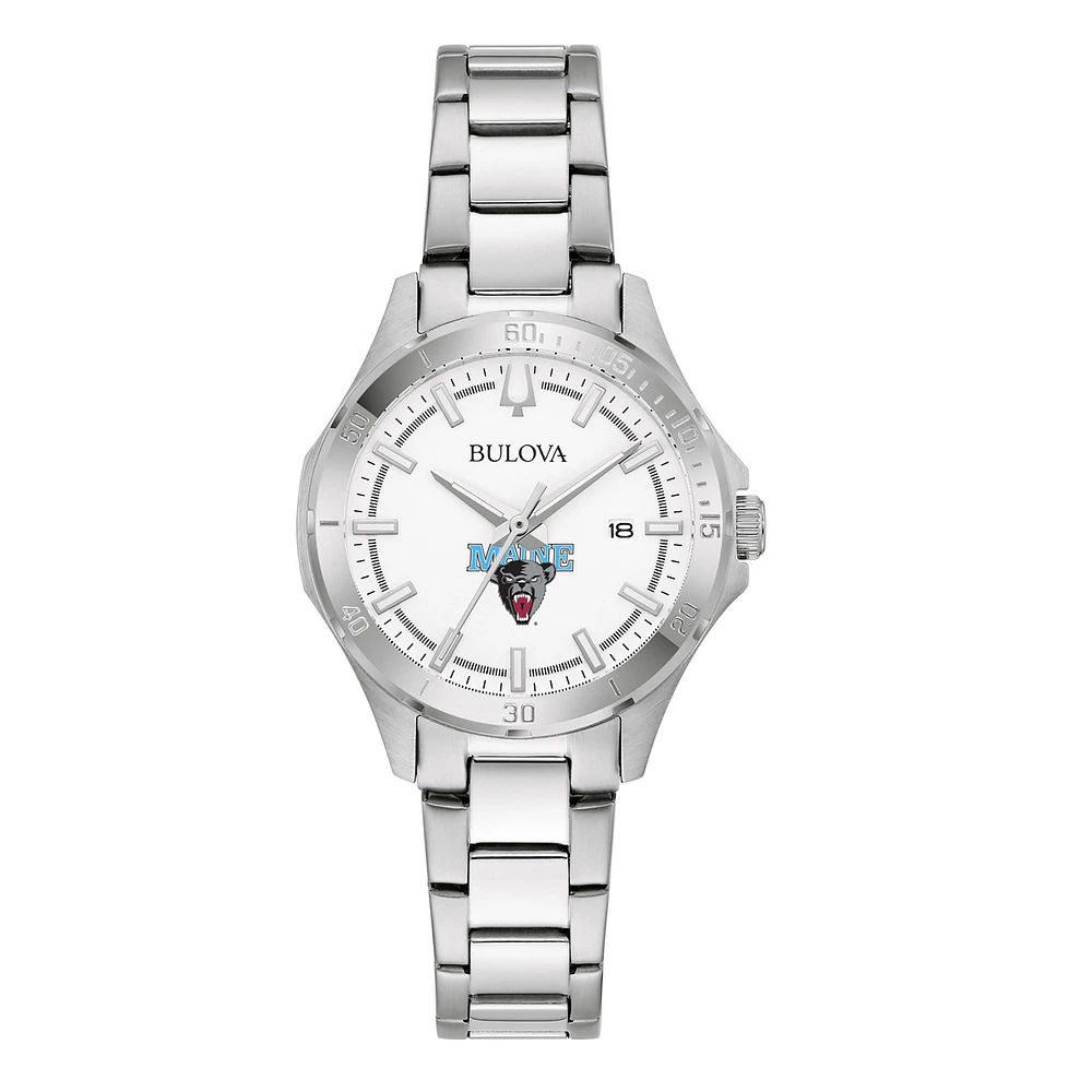 Women's Bulova Silver Maine Black Bears Stainless Steel Classic Sport Watch