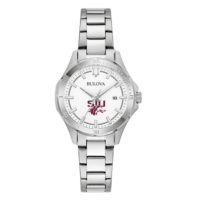 Women's Bulova Silver Southern Illinois Salukis Stainless Steel Classic Sport Watch