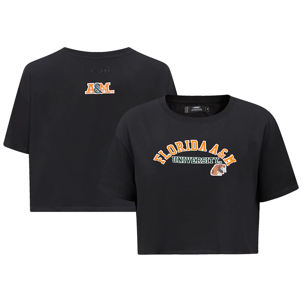 Women's Pro Standard Black Florida A&M Rattlers Classic Three-Hit Boxy Cropped T-Shirt