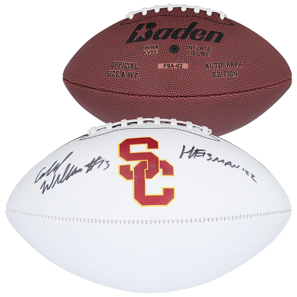 Caleb Williams USC Trojans Autographed Baden White Panel Football with ''2022 Heisman'' Inscription