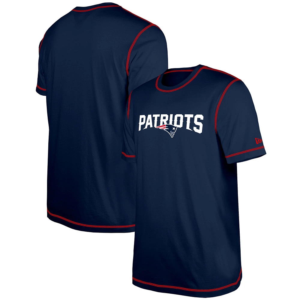 Men's New Era Navy England Patriots Third Down Puff Print T-Shirt