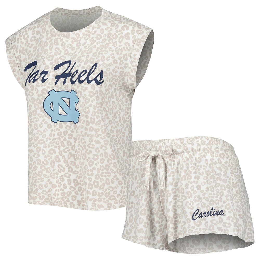 Women's Concepts Sport Cream North Carolina Tar Heels Montana Top & Shorts Sleep Set