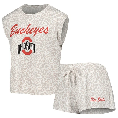 Women's Concepts Sport  Cream Ohio State Buckeyes Montana Top & Shorts Sleep Set