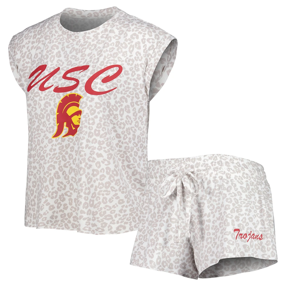 Women's Concepts Sport Cream USC Trojans Montana Top & Shorts Sleep Set