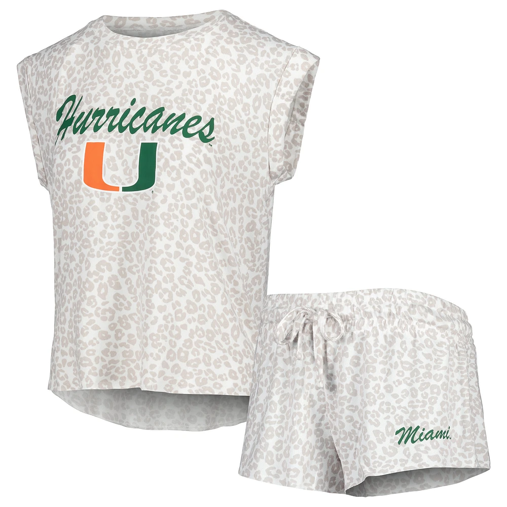 Women's Concepts Sport Cream Miami Hurricanes Montana Top & Shorts Sleep Set