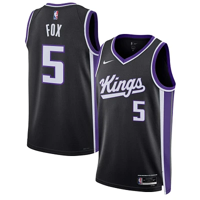 Unisex Nike De'Aaron Fox Black Sacramento Kings Swingman Jersey - Icon Edition