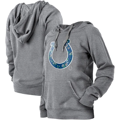 Women's New Era Gray Indianapolis Colts Floral Raglan Pullover Hoodie