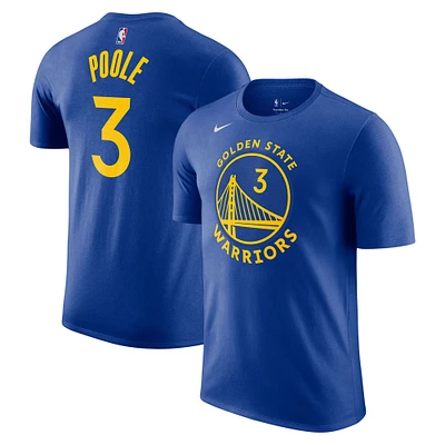 Men's Nike Jordan Poole Royal Golden State Warriors Icon 2022/23 Name & Number T-Shirt
